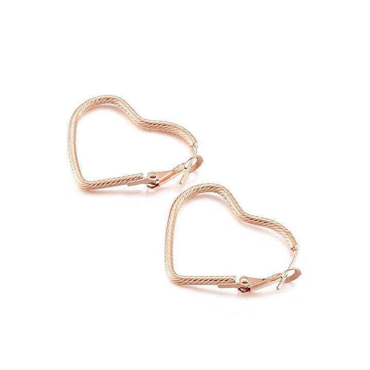 33/50mm Stainless Steel Twist Heart Hoop Earrings - kalen