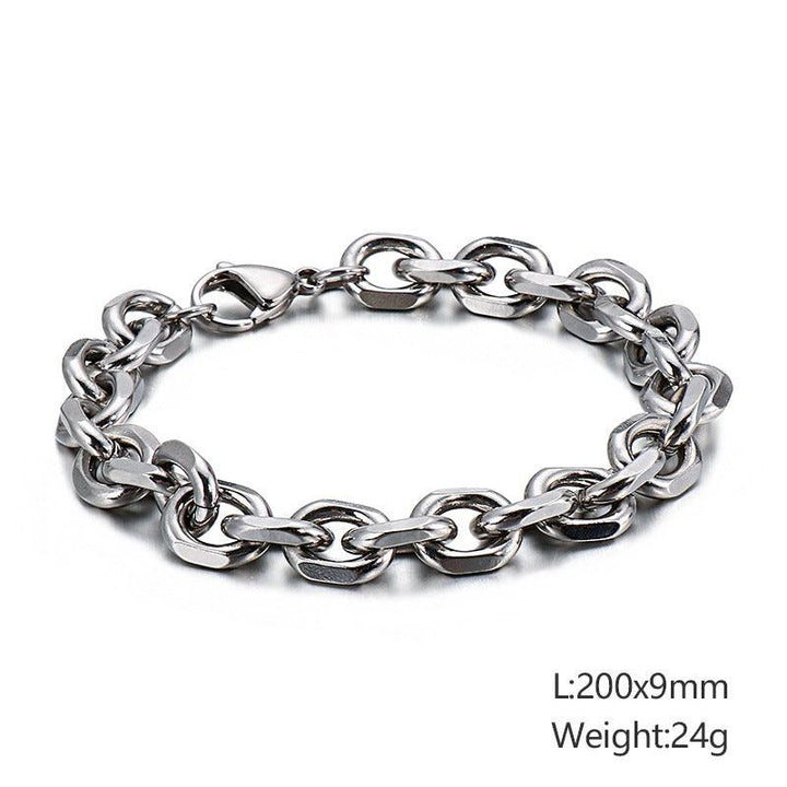 3/4/4.5/5.5/9/10mm O-Chain Diamond Cut Cable Loop Chain Bracelet Stainless Steel - kalen