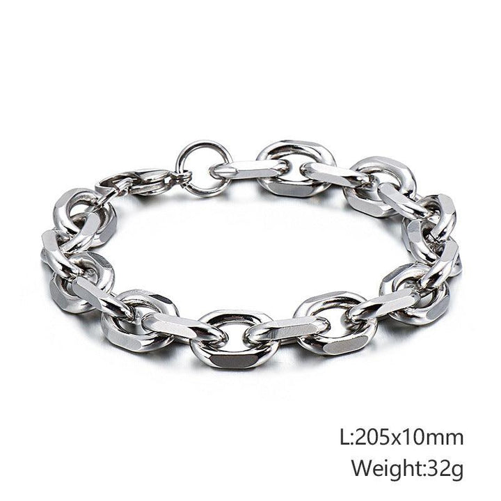 3/4/4.5/5.5/9/10mm O-Chain Diamond Cut Cable Loop Chain Bracelet Stainless Steel - kalen