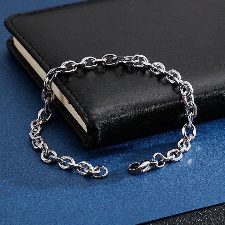 3/4/4.5/5.5/9/10mm O-Chain Diamond Cut Cable Loop Chain Bracelet Stainless Steel - kalen