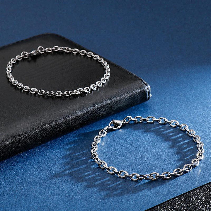 3/4/4.5/5.5/9/10mm O-Chain Diamond Cut Cable Loop Chain Bracelet Stainless Steel - kalen