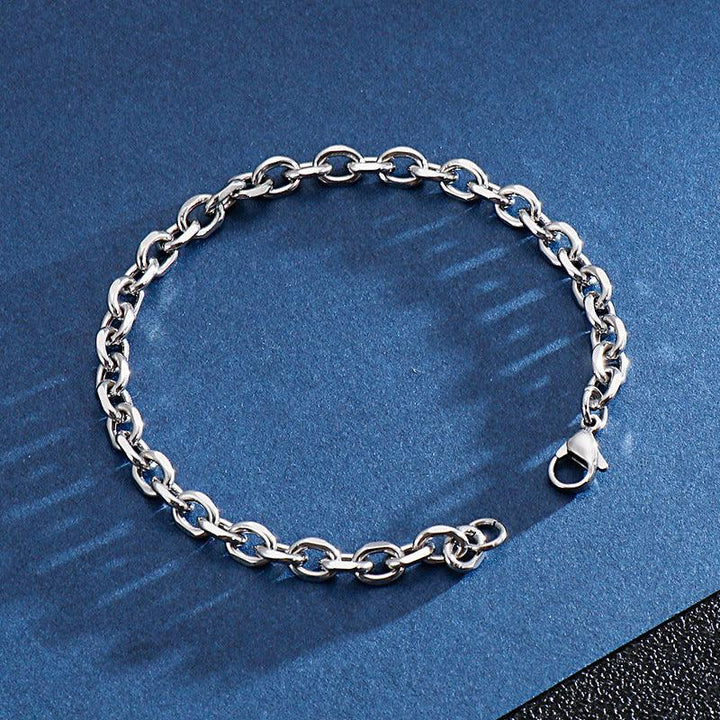 3/4/4.5/5.5/9/10mm O-Chain Diamond Cut Cable Loop Chain Bracelet Stainless Steel - kalen