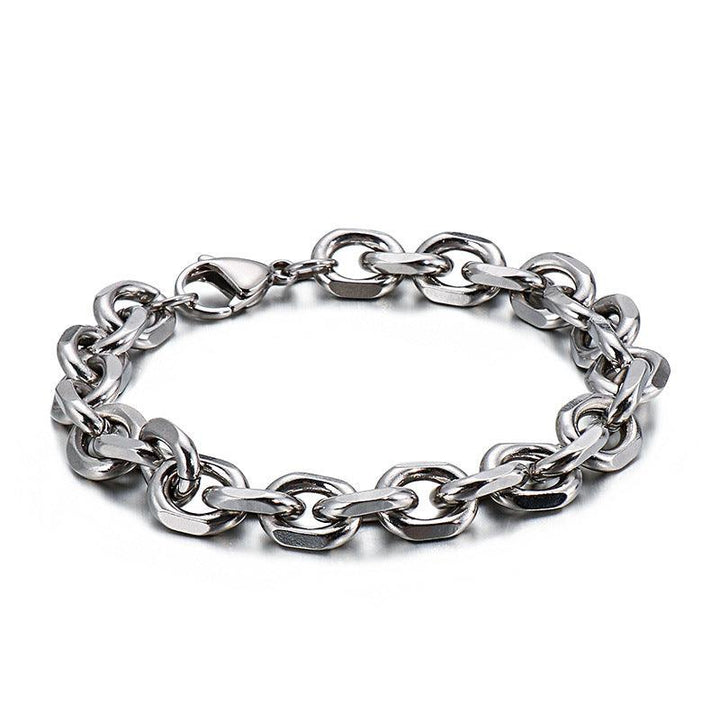 3/4/4.5/5.5/9/10mm O-Chain Diamond Cut Cable Loop Chain Bracelet Stainless Steel - kalen