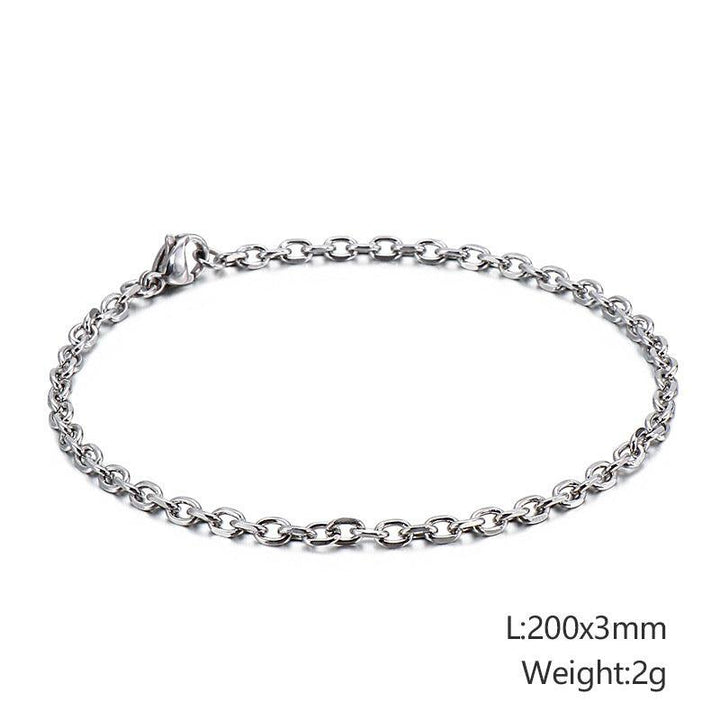 3/4/4.5/5.5/9/10mm O-Chain Diamond Cut Cable Loop Chain Bracelet Stainless Steel - kalen