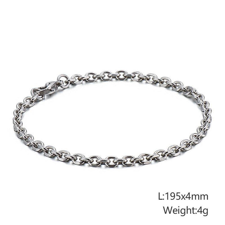 3/4/4.5/5.5/9/10mm O-Chain Diamond Cut Cable Loop Chain Bracelet Stainless Steel - kalen