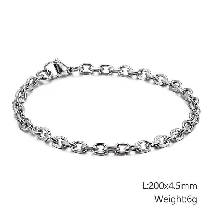 3/4/4.5/5.5/9/10mm O-Chain Diamond Cut Cable Loop Chain Bracelet Stainless Steel - kalen