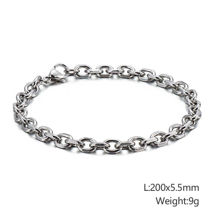 3/4/4.5/5.5/9/10mm O-Chain Diamond Cut Cable Loop Chain Bracelet Stainless Steel - kalen