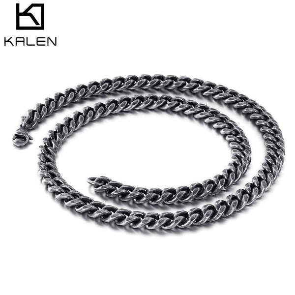KALEN Stainless Steel 65cm Long Link Chain Necklace For Men Punk Metal Matte Chain Lingking Choker Necklace Jewelry.