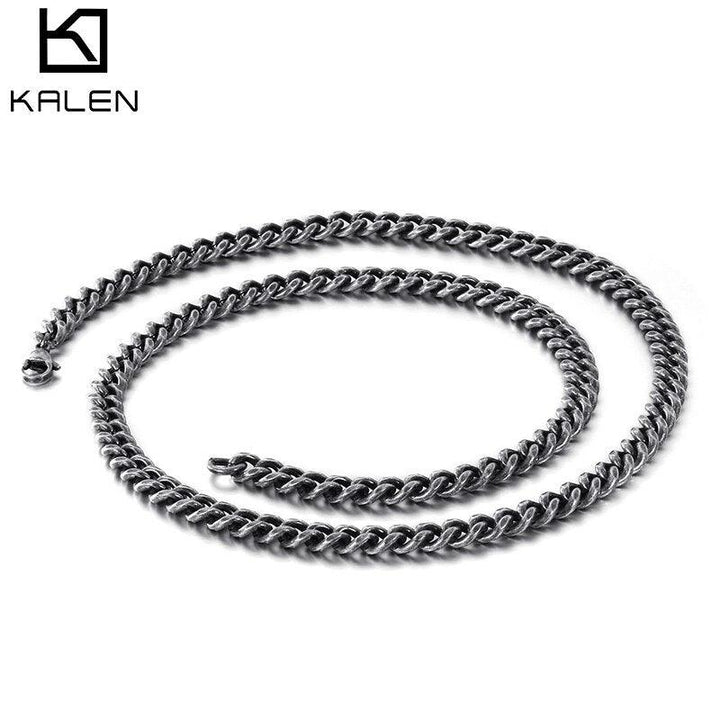 KALEN Stainless Steel 65cm Long Link Chain Necklace For Men Punk Metal Matte Chain Lingking Choker Necklace Jewelry.