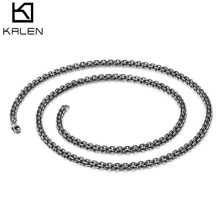 KALEN Stainless Steel 65cm Long Link Chain Necklace For Men Punk Metal Matte Chain Lingking Choker Necklace Jewelry.