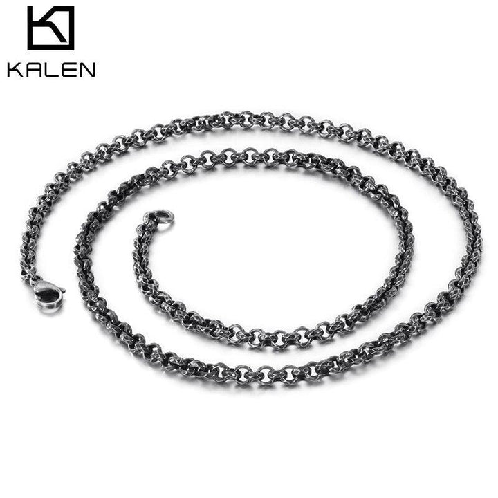 KALEN Stainless Steel 65cm Long Link Chain Necklace For Men Punk Metal Matte Chain Lingking Choker Necklace Jewelry.