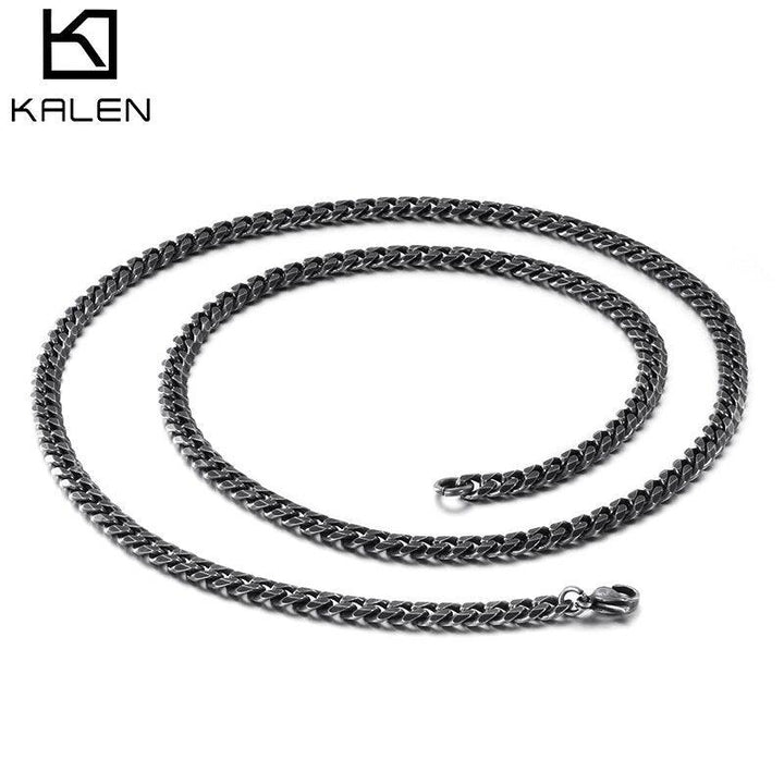 KALEN Stainless Steel 65cm Long Link Chain Necklace For Men Punk Metal Matte Chain Lingking Choker Necklace Jewelry.