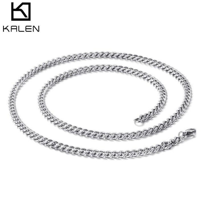 KALEN Stainless Steel 65cm Long Link Chain Necklace For Men Punk Metal Matte Chain Lingking Choker Necklace Jewelry.