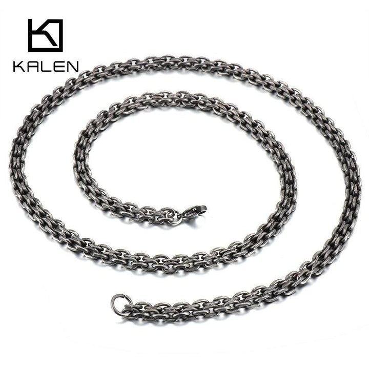 Kalen Vintage Chain Wholesale Dropshipping Men's Stainless Steel High Quality Necklace Jewelry.