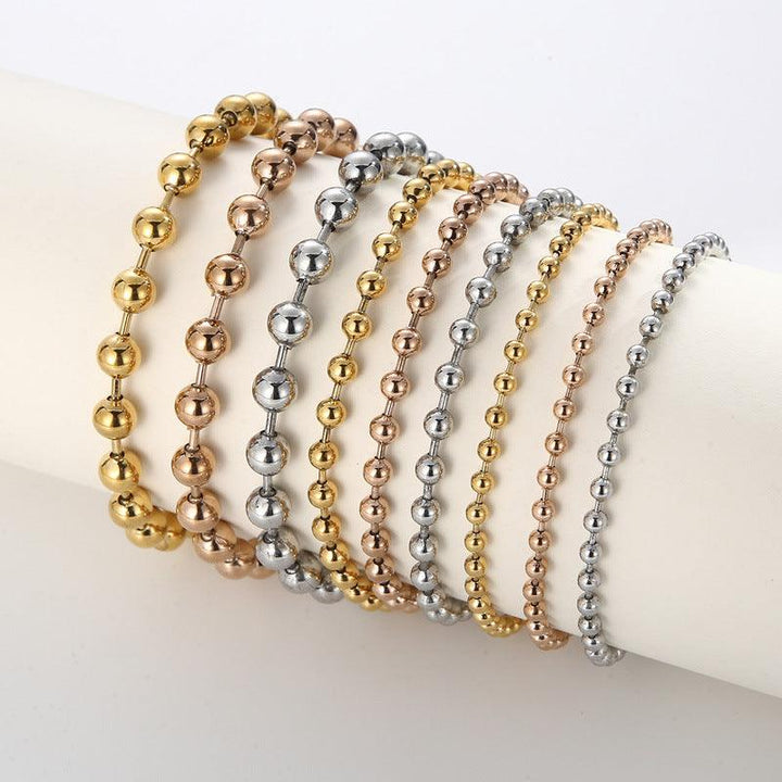 3/4/6mm Stainless Steel Bead Chain Bracelet Necklace Jewelry Set - kalen