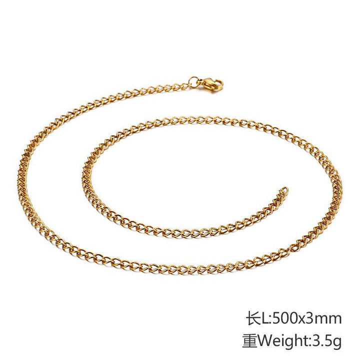 3/4mm Cuban Link Chain Necklace With Lobster Clap - kalen