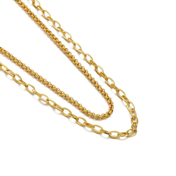 3/4mm Double Layer Paperclip Box Chain Necklace for Women - kalen