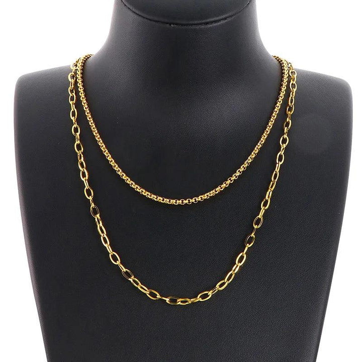 3/4mm Double Layer Paperclip Box Chain Necklace for Women - kalen