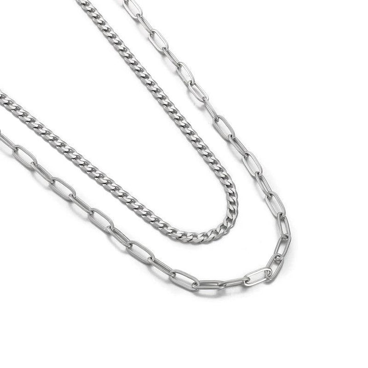 3/4mm Double Layer Paperclip Curb Chain Necklace for Women - kalen