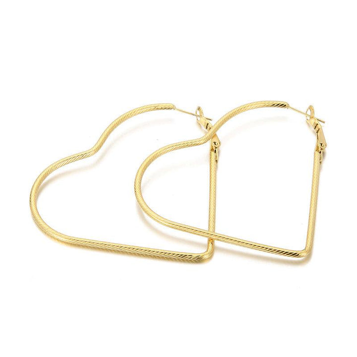 35/45/55mm Stainless Steel Twist Heart Hoop Earrings - kalen