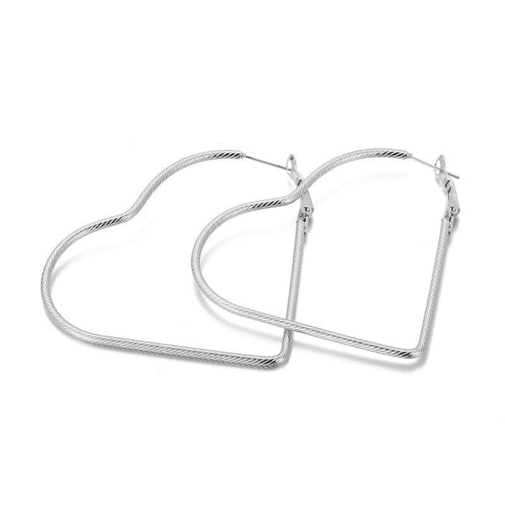 35/45/55mm Stainless Steel Twist Heart Hoop Earrings - kalen