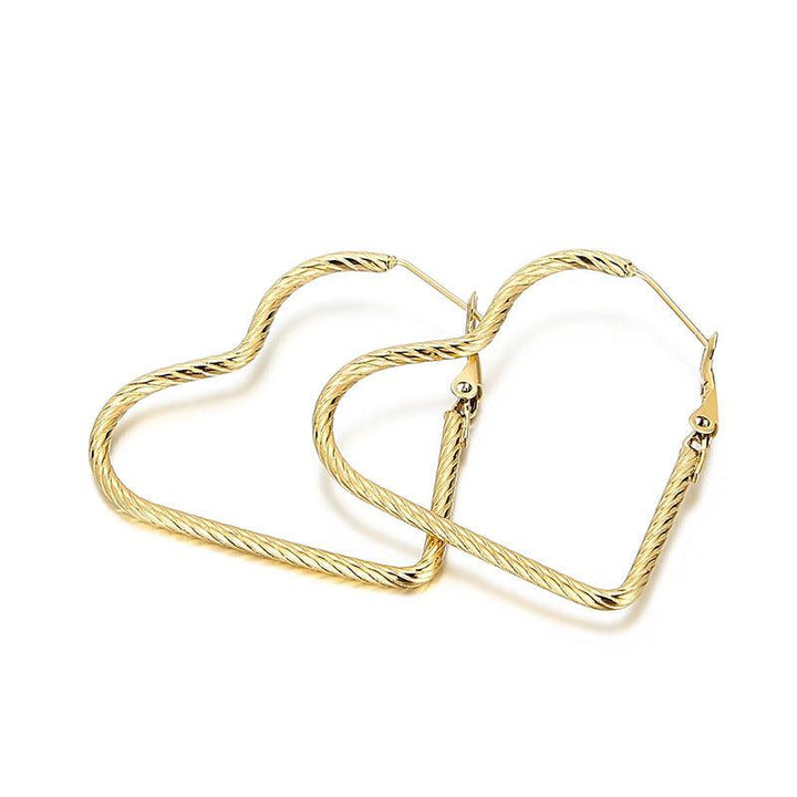 35/45/55mm Stainless Steel Twist Heart Hoop Earrings - kalen