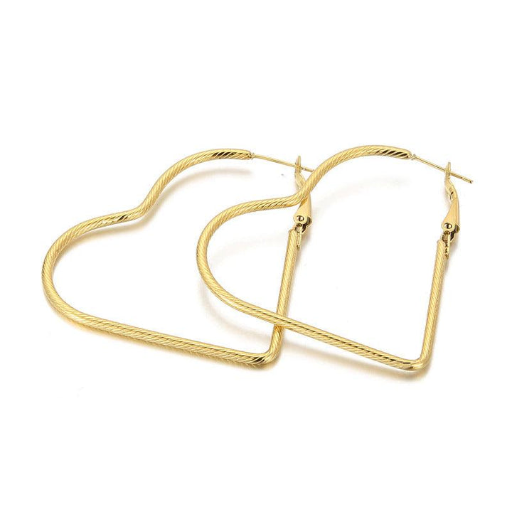 35/45/55mm Stainless Steel Twist Heart Hoop Earrings - kalen