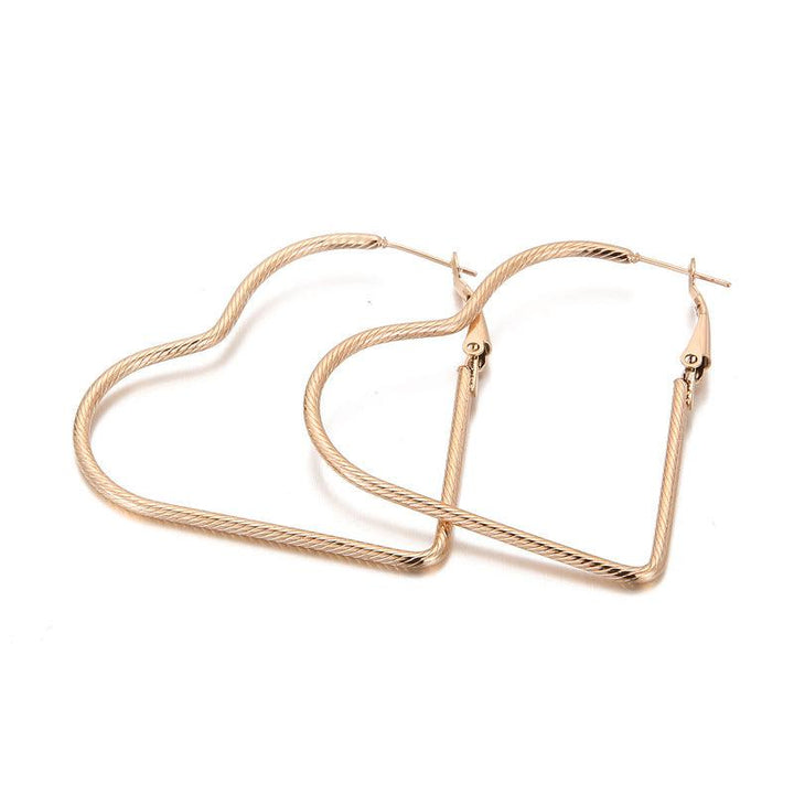 35/45/55mm Stainless Steel Twist Heart Hoop Earrings - kalen