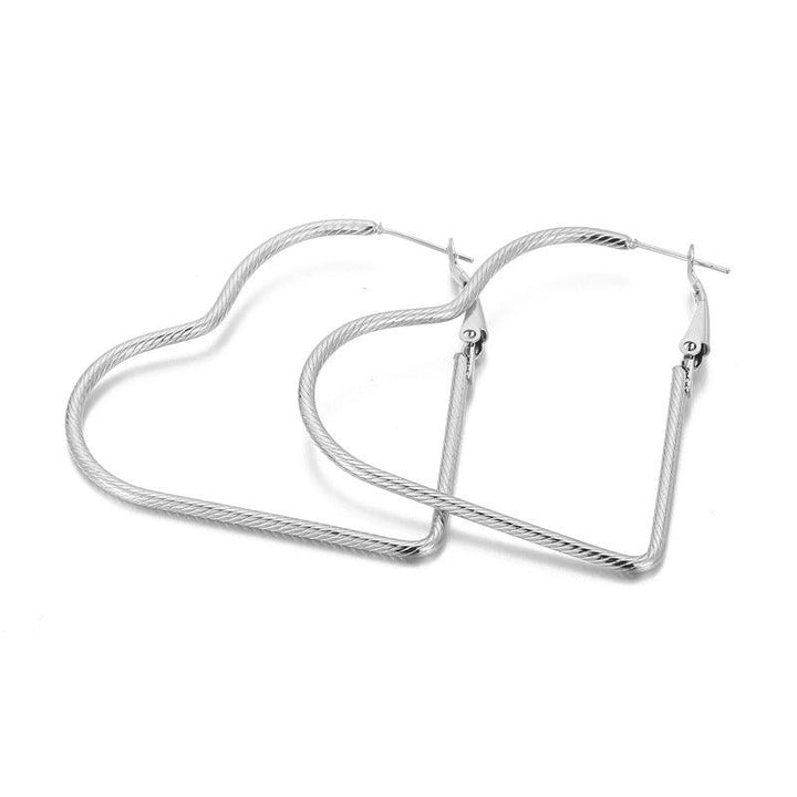 35/45/55mm Stainless Steel Twist Heart Hoop Earrings - kalen