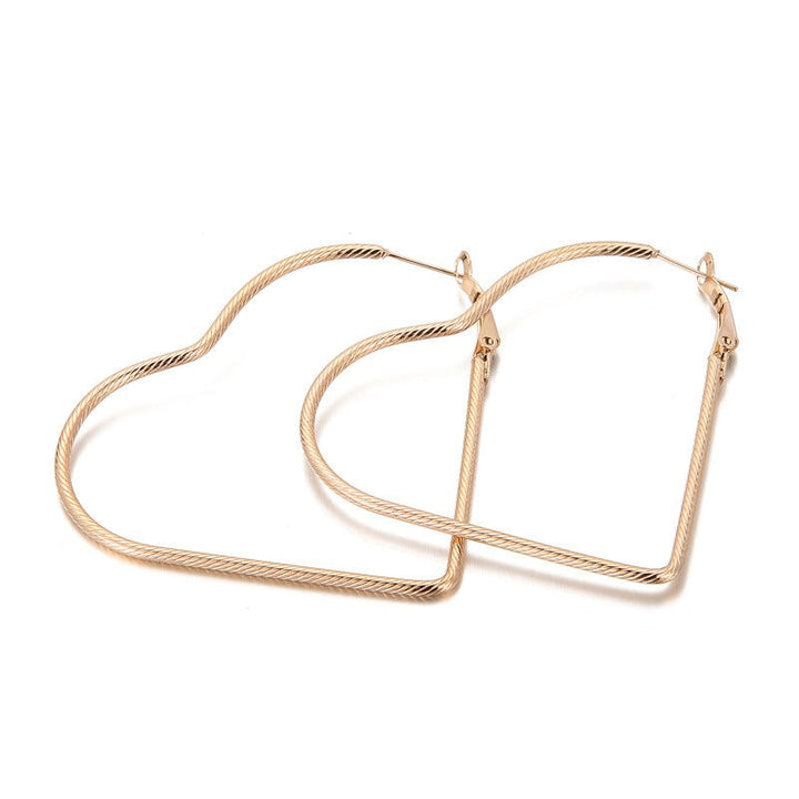 35/45/55mm Stainless Steel Twist Heart Hoop Earrings - kalen