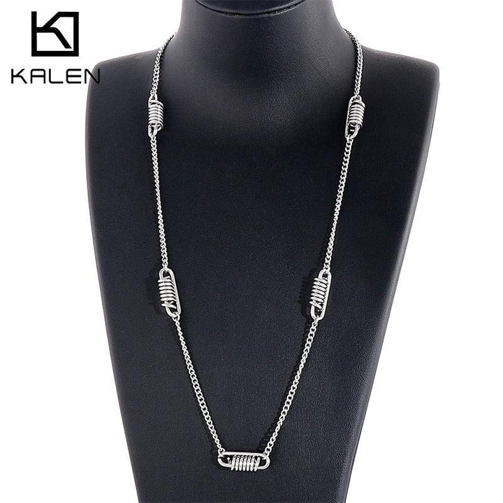 Kalen Fashion Chain Necklace Simple Metal Chain Stainless Steel Men's Trend Jewelry.