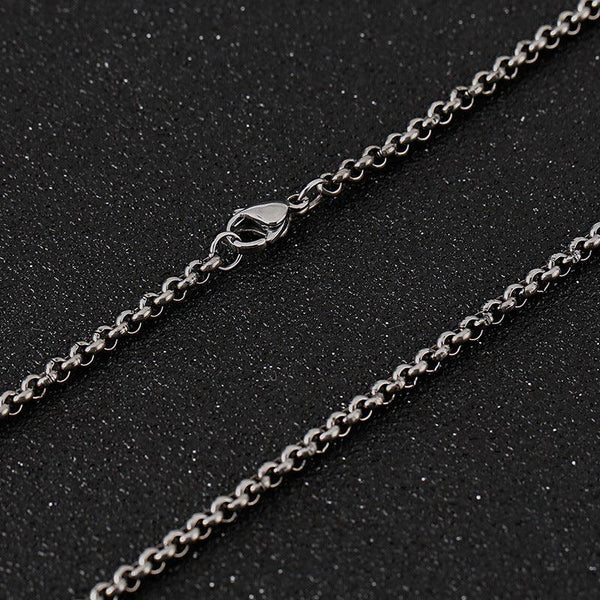 3mm Stainless Steel Rouned Box Rolo Link Chain Necklace - kalen