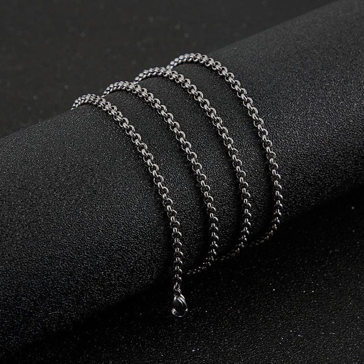 3mm Stainless Steel Rouned Box Rolo Link Chain Necklace - kalen