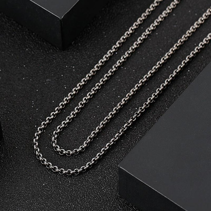 3mm Stainless Steel Rouned Box Rolo Link Chain Necklace - kalen