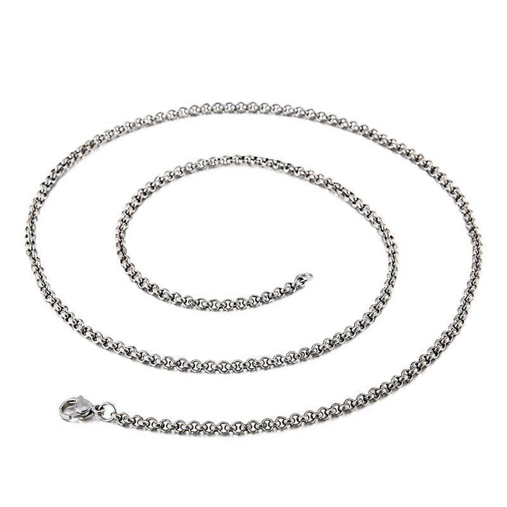 3mm Stainless Steel Rouned Box Rolo Link Chain Necklace - kalen