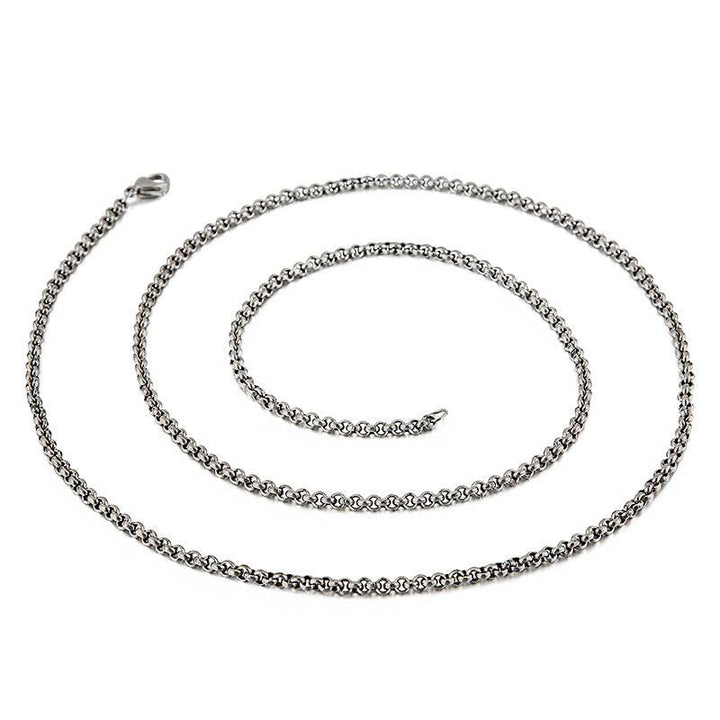 3mm Stainless Steel Rouned Box Rolo Link Chain Necklace - kalen