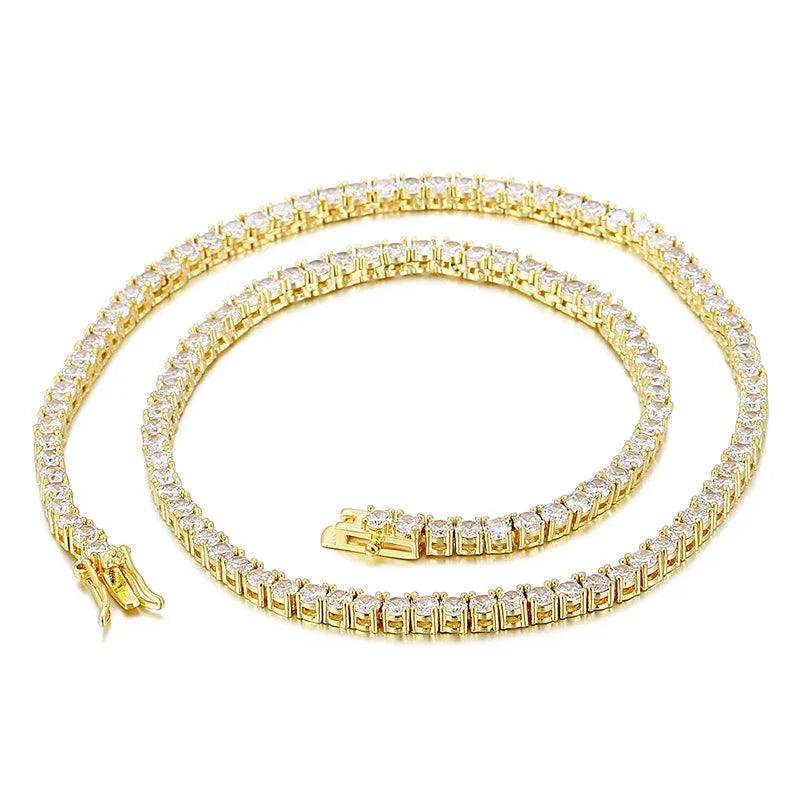 3mm Stainless Steel Zircon Tennis Chain Necklace - kalen