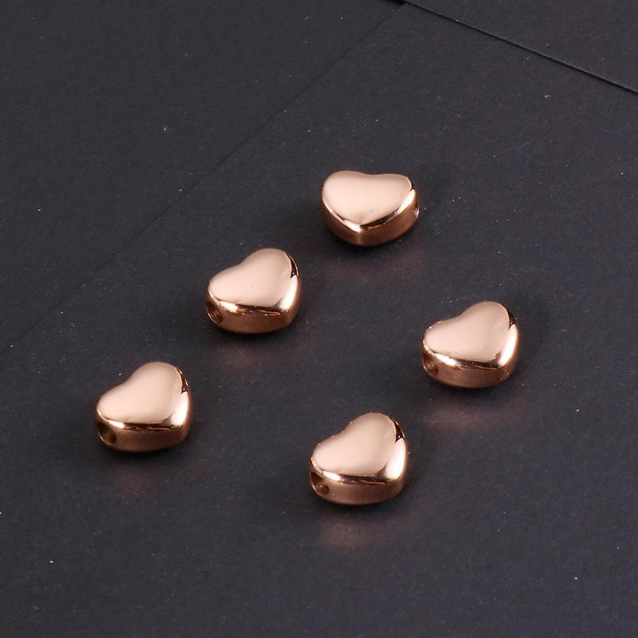 3pcs/lot S Gold Stainless Steel Classic Beads Romantic Love Heart Fit Charm Bracelets &amp; Necklaces DIY Jewelry.