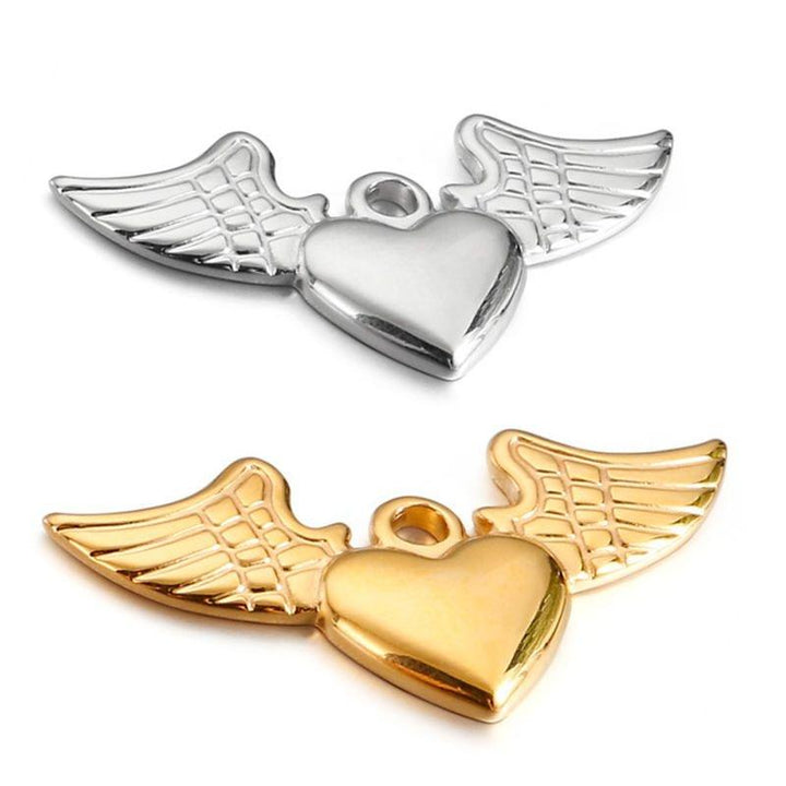 40*20MM Champagne Gold Color Plated Stainless Steel Heart Wings Charms High Quality Diy Jewelry Accessories.