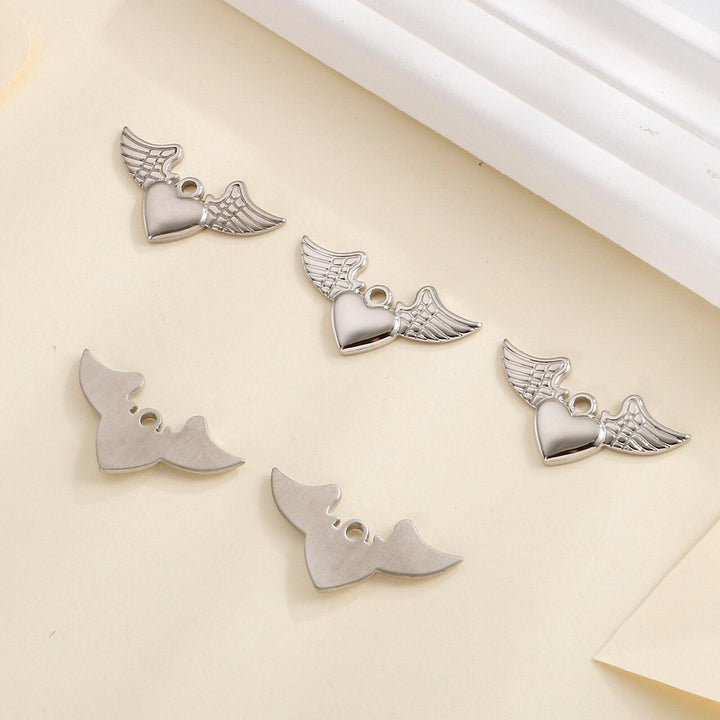 40*20MM Champagne Gold Color Plated Stainless Steel Heart Wings Charms High Quality Diy Jewelry Accessories.