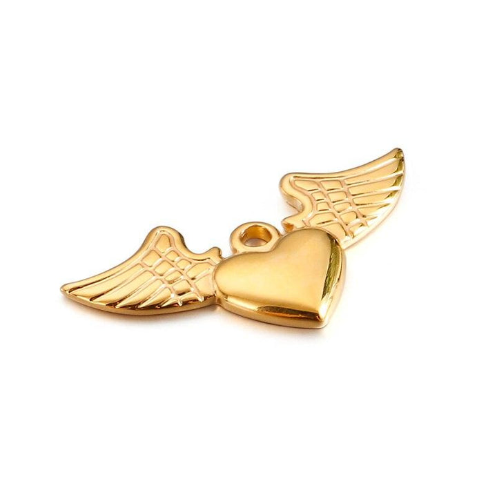 40*20MM Champagne Gold Color Plated Stainless Steel Heart Wings Charms High Quality Diy Jewelry Accessories.