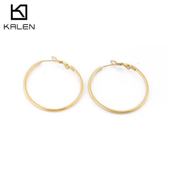 40/50/60mm Stainless Steel Circle Hoop Earrings - kalen