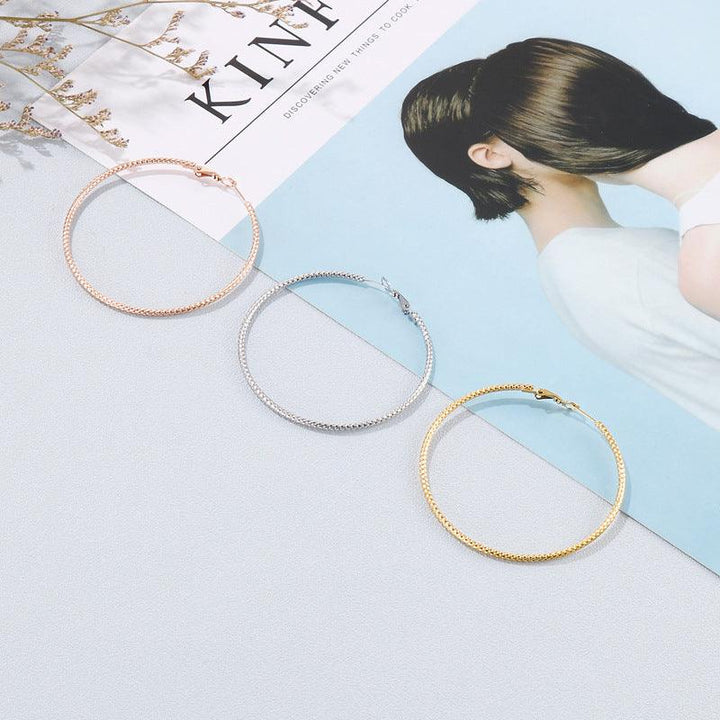 40/50/60mm Stainless Steel Circle Hoop Earrings - kalen