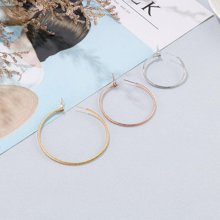 40/50/60mm Stainless Steel Circle Hoop Earrings - kalen