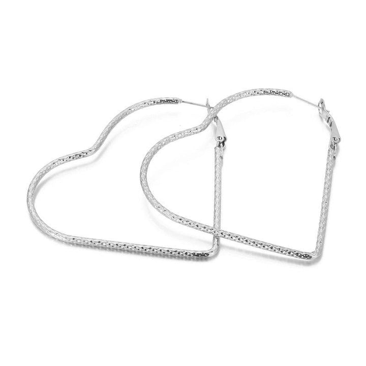 45/55mm Stainless Steel Twist Heart Hoop Earrings - kalen