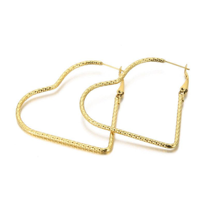 45/55mm Stainless Steel Twist Heart Hoop Earrings - kalen