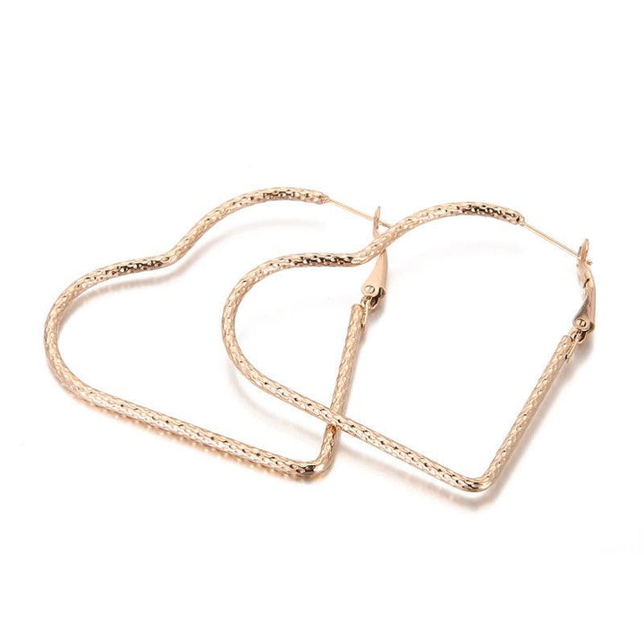 45/55mm Stainless Steel Twist Heart Hoop Earrings - kalen