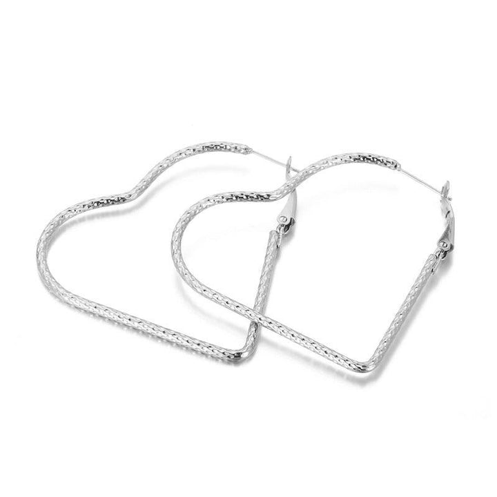 45/55mm Stainless Steel Twist Heart Hoop Earrings - kalen