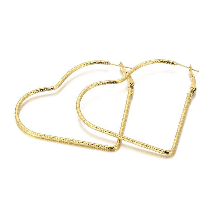 45/55mm Stainless Steel Twist Heart Hoop Earrings - kalen