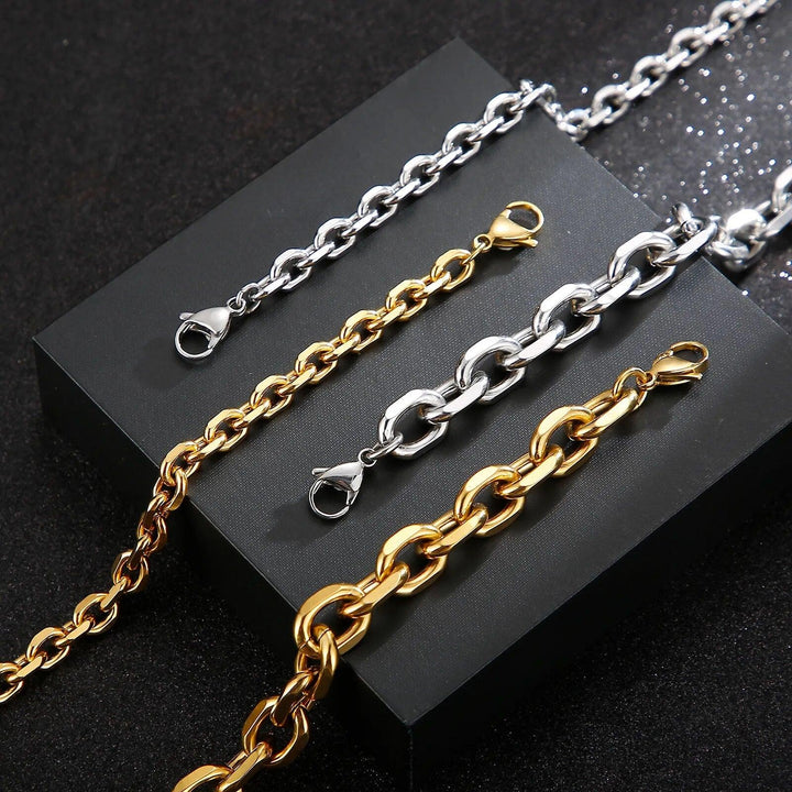 4/5/6/10mm O-Chain Diamond Cut Cable Link Loop Chain Bracelet - kalen